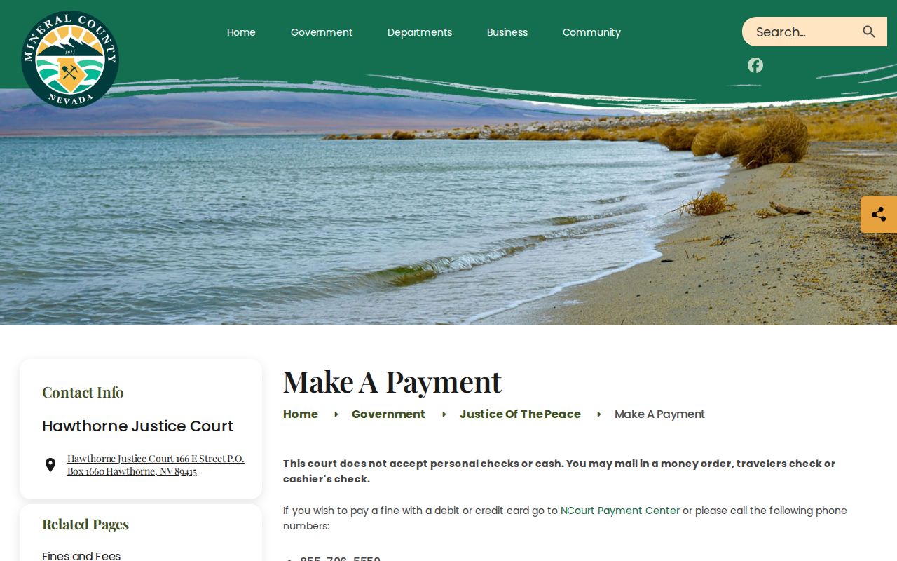 Mineral County bench warrant Justice Court payment instructions