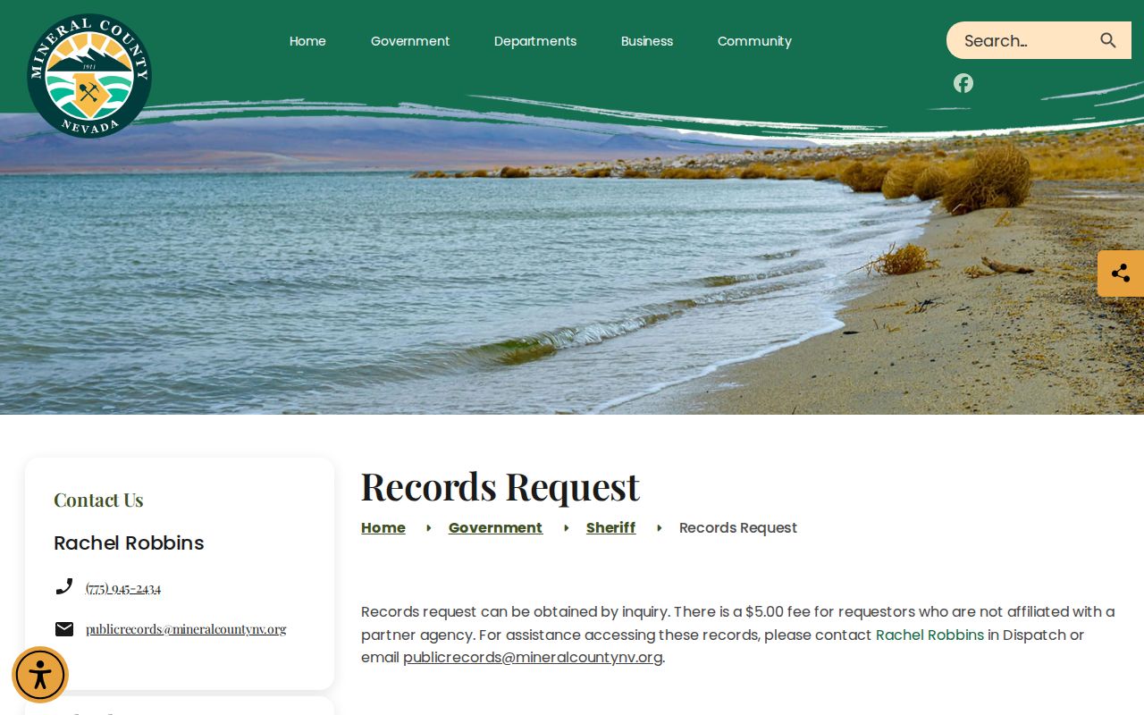 Mineral County warrant records sheriff records request information